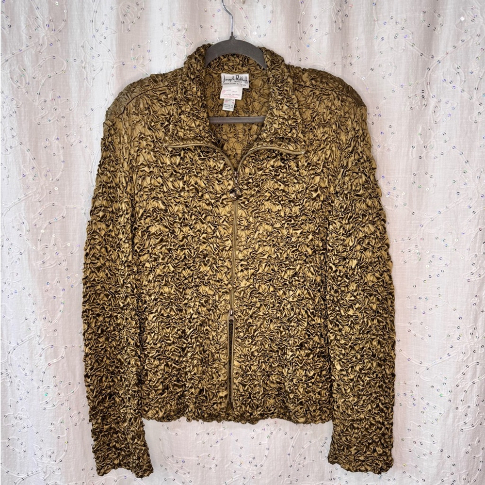 Vintage 70/80s Joseph Ribkoff Satin Crinkle Jacket Union Made in Canada Size 16